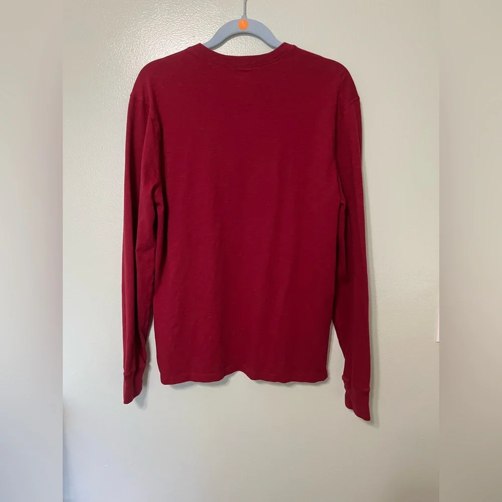 J. Crew Men's Deep Red Long-Sleeve Henley 100% cotton size Large